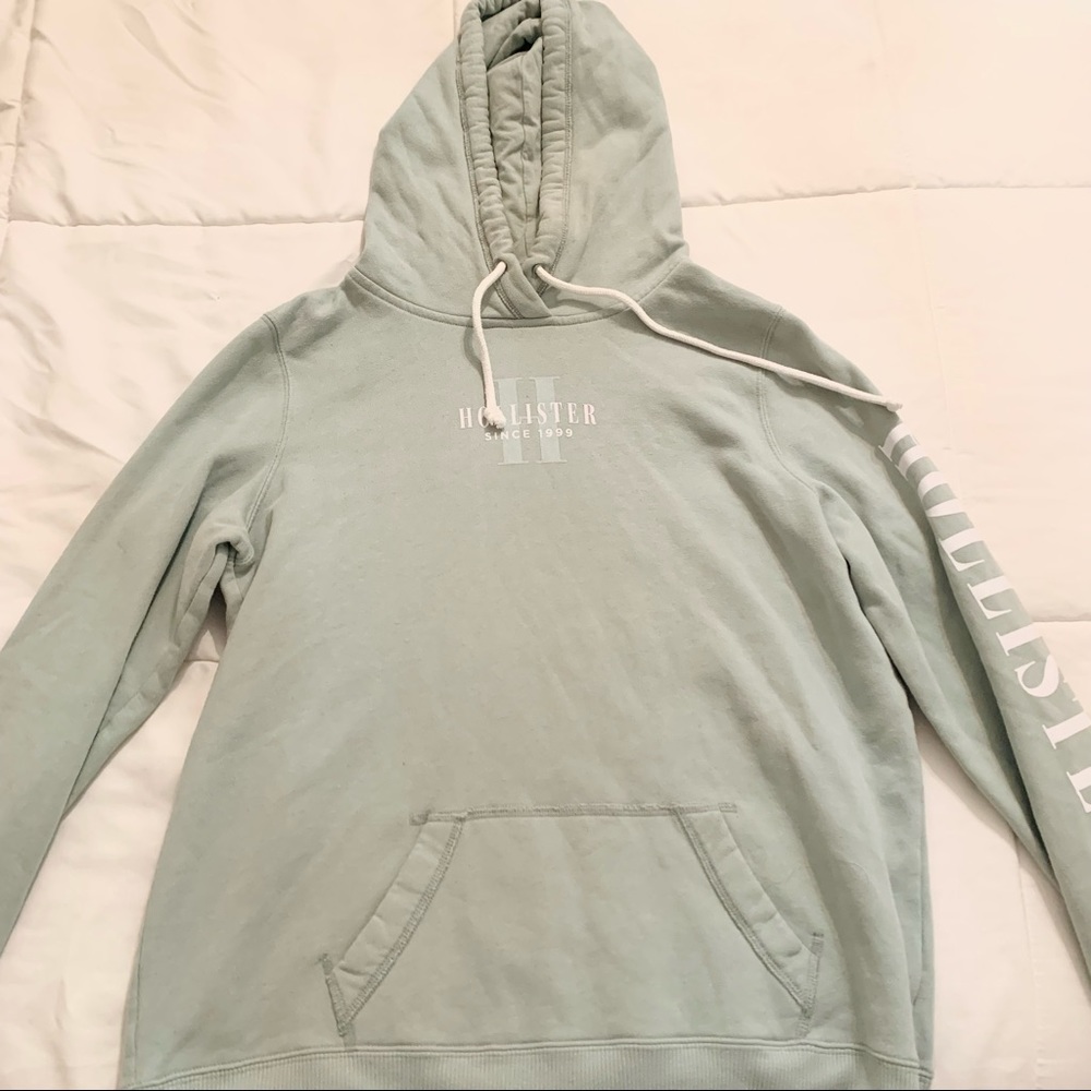 Hollister Pistachio Hoodie w/ Logo On Sleeve Size Large